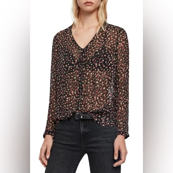 All Saints Tops - ALLSAINTS Eliana Ditz Floral Top NWT S Pink